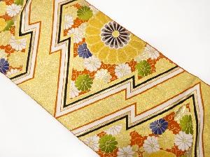 アンティーク　松皮菱に菊・桐模様織り出し袋帯(着用可)